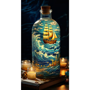 Fantasy Glass Bottle Castle Sailboat Scenery 40*75CM(Canvas) Full Round Drill Diamond Painting