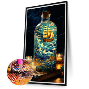 Fantasy Glass Bottle Castle Sailboat Scenery 40*75CM(Canvas) Full Round Drill Diamond Painting