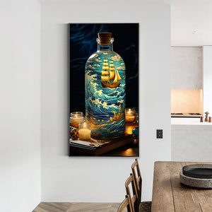 Fantasy Glass Bottle Castle Sailboat Scenery 40*75CM(Canvas) Full Round Drill Diamond Painting