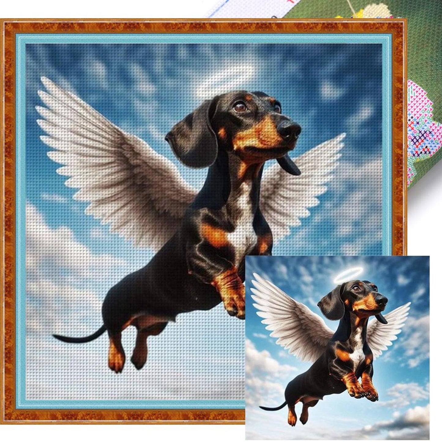 Angel Dachshund-Dog - Full 11CT Stamped Cross Stitch 40x40CM - Band