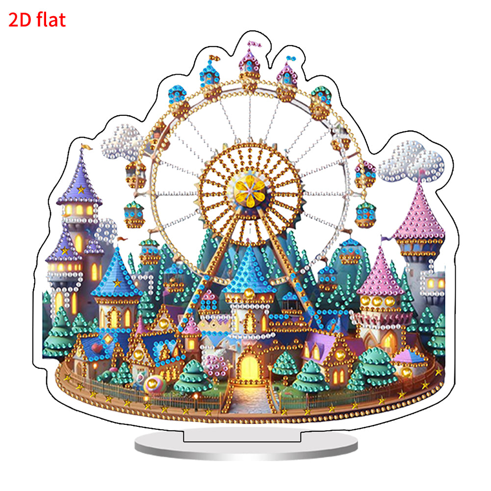 Acrylic 2D Flat Castle Ferris Wheel DIY Table Top Diamond Painting Ornament Kits