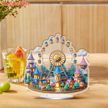 Load image into Gallery viewer, Acrylic 2D Flat Castle Ferris Wheel DIY Table Top Diamond Painting Ornament Kits
