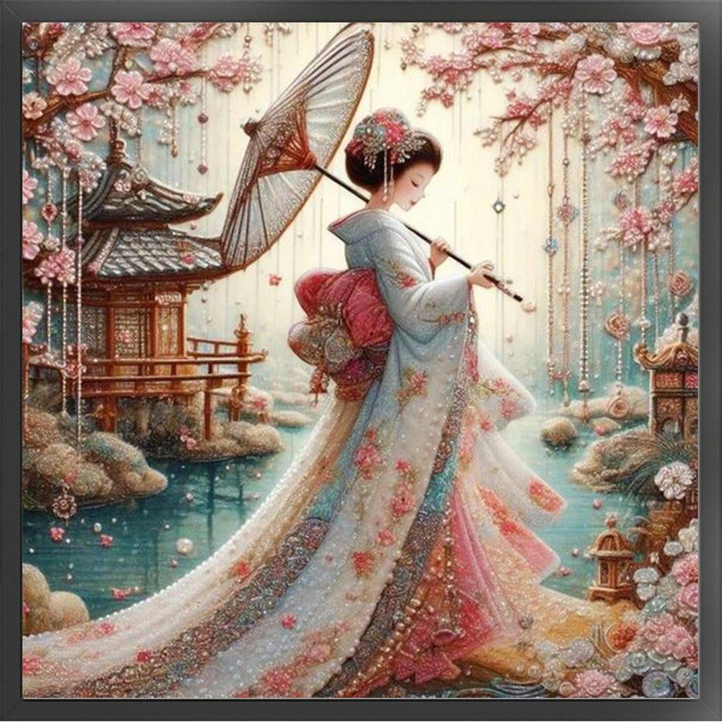 Japanese Style Beauty - Full 11CT Stamped Cross Stitch 50x50CM - Huacan