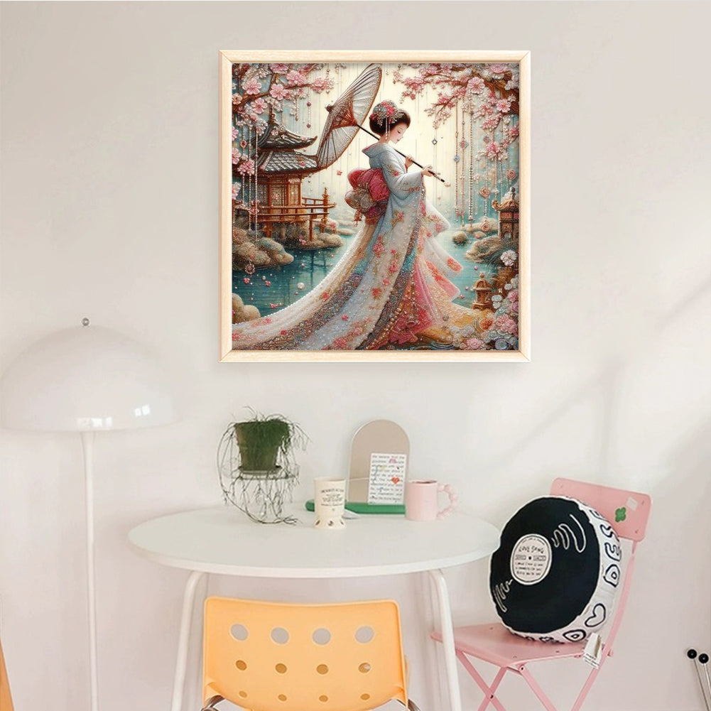 Japanese Style Beauty - Full 11CT Stamped Cross Stitch 50x50CM - Huacan