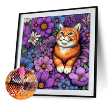 Load image into Gallery viewer, Purple Orange Cat 40*40CM(Canvas) Full Round Drill Diamond Painting
