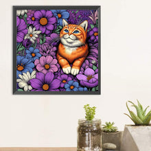 Load image into Gallery viewer, Purple Orange Cat 40*40CM(Canvas) Full Round Drill Diamond Painting
