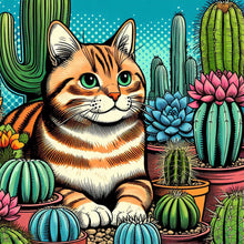 Load image into Gallery viewer, Cactus Cat 40*40CM(Canvas) Full Round Drill Diamond Painting
