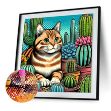 Load image into Gallery viewer, Cactus Cat 40*40CM(Canvas) Full Round Drill Diamond Painting
