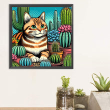 Load image into Gallery viewer, Cactus Cat 40*40CM(Canvas) Full Round Drill Diamond Painting
