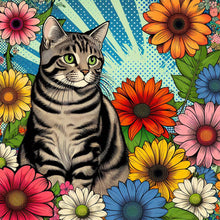 Load image into Gallery viewer, Gray Tabby Cat 40*40CM(Canvas) Full Round Drill Diamond Painting
