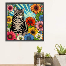 Load image into Gallery viewer, Gray Tabby Cat 40*40CM(Canvas) Full Round Drill Diamond Painting
