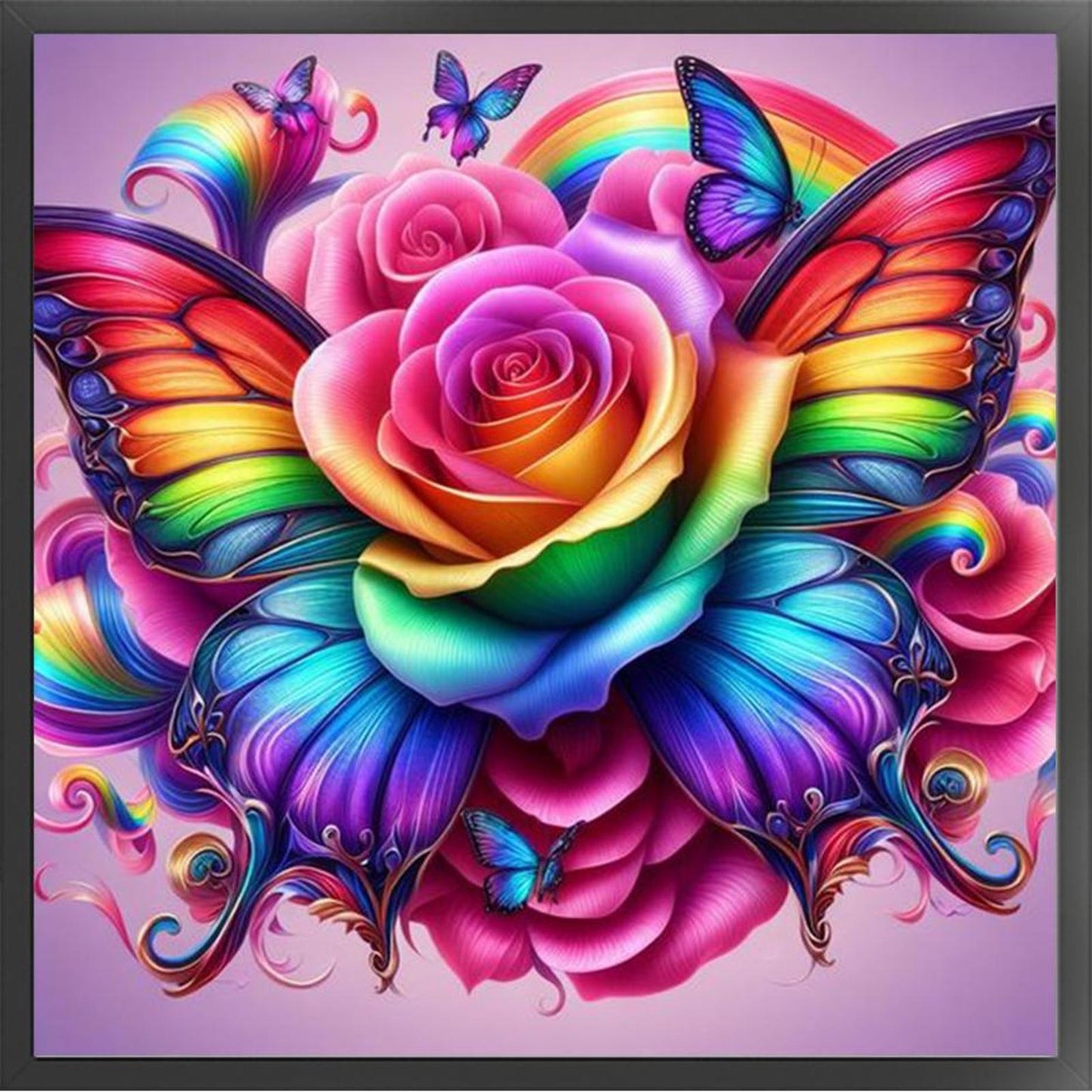 Colorful Butterflies And Roses - Full 11CT Stamped Cross Stitch 45x45CM - Yishu