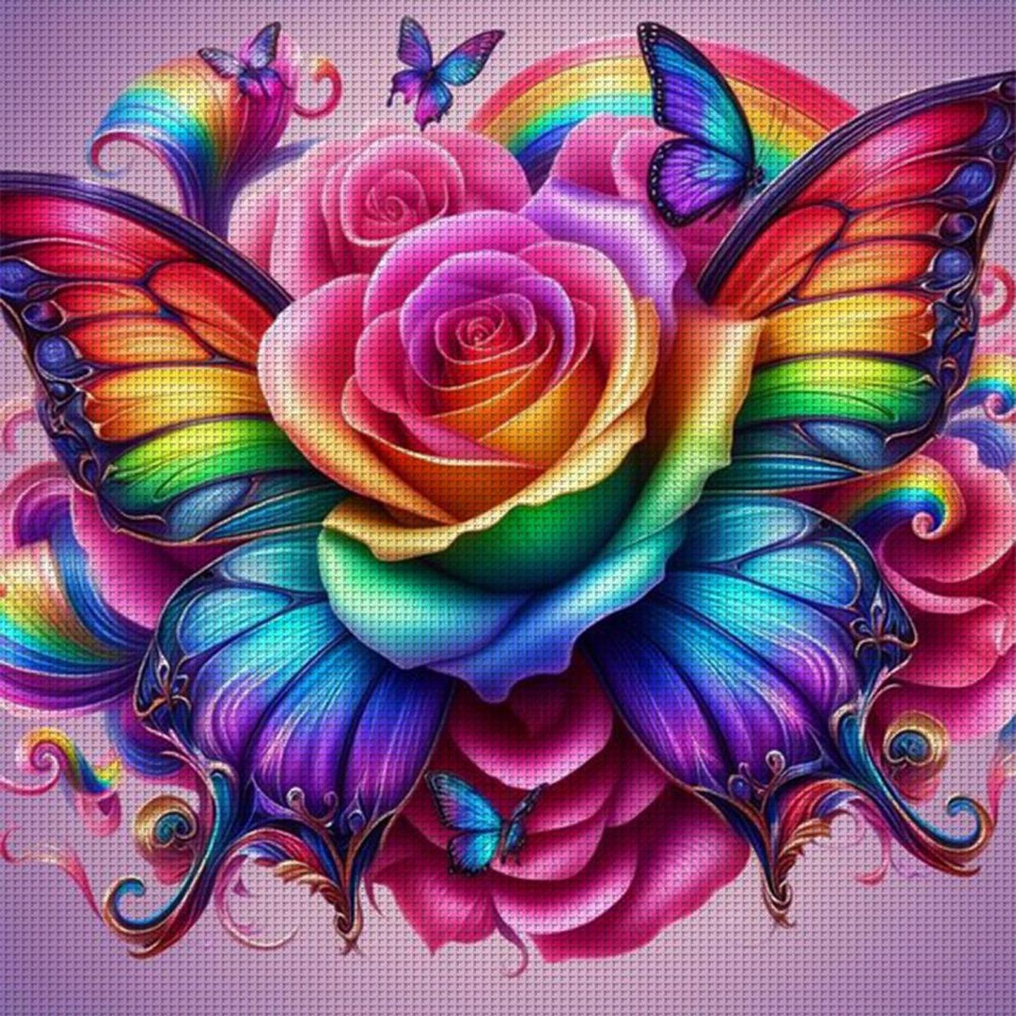 Colorful Butterflies And Roses - Full 11CT Stamped Cross Stitch 45x45CM - Yishu