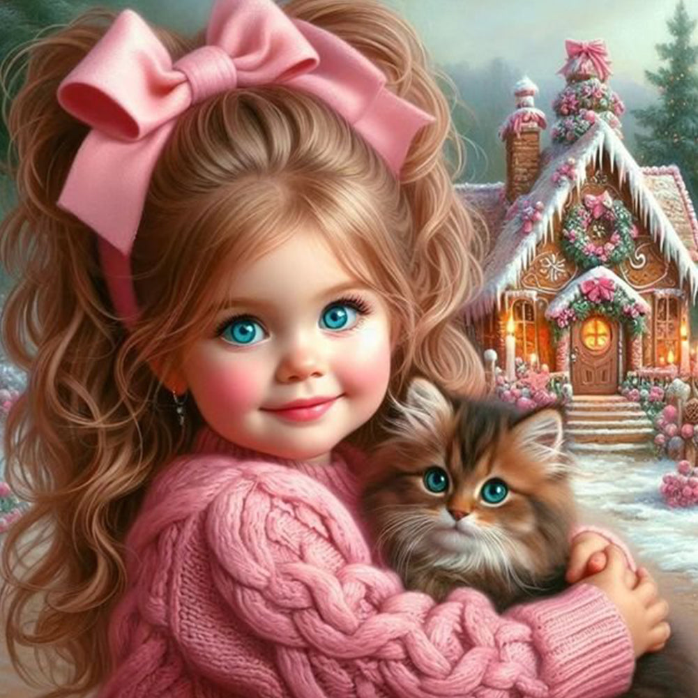 Blue Eyed Cute Girl 40*40CM(Canvas) Full Round Drill Diamond Painting