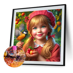 Blue Eyed Cute Girl 40*40CM(Canvas) Full Round Drill Diamond Painting