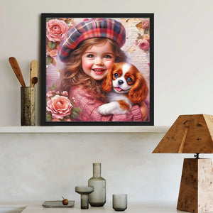 Cute Girl With Big Eyes 40*40CM(Canvas) Full Round Drill Diamond Painting