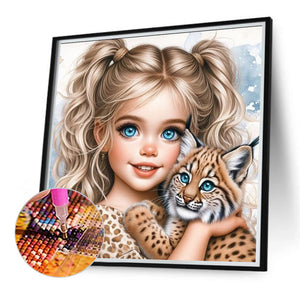 Cute Girl With Big Eyes 40*40CM(Canvas) Full Round Drill Diamond Painting