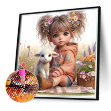 Load image into Gallery viewer, Cute Girl With Big Eyes 40*40CM(Canvas) Full Round Drill Diamond Painting
