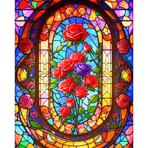 Glass Painting Rose 40*50CM(Picture) Full AB Round Drill Diamond Painting