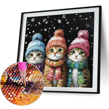 Load image into Gallery viewer, Three Cats In Winter 30*30CM(Canvas) Full Round Drill Diamond Painting
