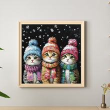 Load image into Gallery viewer, Three Cats In Winter 30*30CM(Canvas) Full Round Drill Diamond Painting
