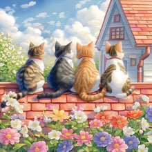 Load image into Gallery viewer, House Four Cats Background 30*30CM(Canvas) Full Round Drill Diamond Painting
