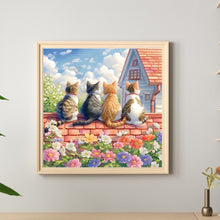 Load image into Gallery viewer, House Four Cats Background 30*30CM(Canvas) Full Round Drill Diamond Painting
