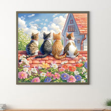 Load image into Gallery viewer, House Four Cats Background 30*30CM(Canvas) Full Round Drill Diamond Painting
