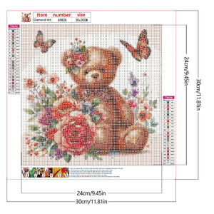 Butterfly Flower Bear 30*30CM(Canvas) Full Round Drill Diamond Painting