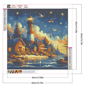 Seagull Lighthouse 40*40CM(Canvas) Full Round Drill Diamond Painting