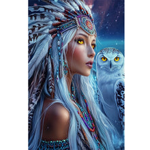 Load image into Gallery viewer, Indian Woman White Owl 40*60CM(Canvas) Full Round Drill Diamond Painting
