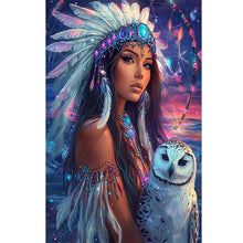 Load image into Gallery viewer, Indian Woman White Owl 40*60CM(Canvas) Full Round Drill Diamond Painting
