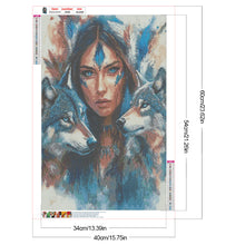 Load image into Gallery viewer, Indian Woman Double Wolf 40*60CM(Canvas) Full Round Drill Diamond Painting
