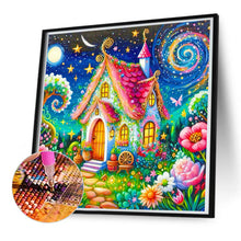 Load image into Gallery viewer, House And Flowers Under The Starry Sky 55*55CM(Canvas) Full Round Drill Diamond Painting
