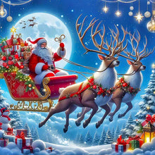 Load image into Gallery viewer, Santa Claus Riding An Elk Under The Moon 55*55CM(Canvas) Full Round Drill Diamond Painting
