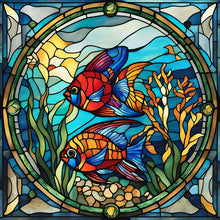 Load image into Gallery viewer, Glass Painting Pisces 30*30CM(Canvas) Full Round Drill Diamond Painting
