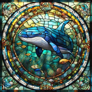 Glass Painting Whale 30*30CM(Canvas) Full Round Drill Diamond Painting