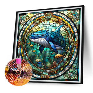 Glass Painting Whale 30*30CM(Canvas) Full Round Drill Diamond Painting