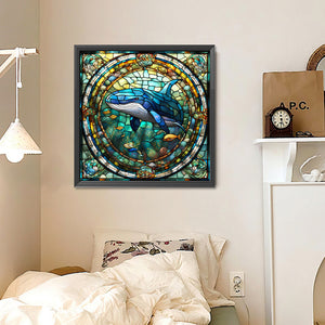 Glass Painting Whale 30*30CM(Canvas) Full Round Drill Diamond Painting