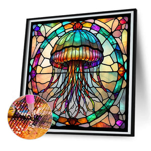 Glass Painting Jellyfish 30*30CM(Canvas) Full Round Drill Diamond Painting