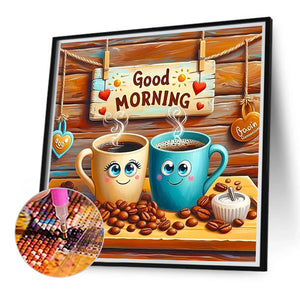 Good Morning Coffee 40*40CM(Canvas) Full Round Drill Diamond Painting