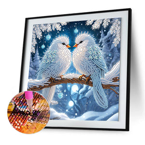 Winter Snow Scene Bird 30*30CM(Canvas) Partial Special Shaped Drill Diamond Painting