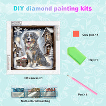 Load image into Gallery viewer, Dog In Winter Snow Scene 30*30CM(Canvas) Partial Special Shaped Drill Diamond Painting
