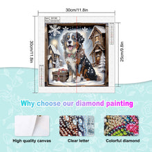 Load image into Gallery viewer, Winter Snow Scene Puppy 30*30CM(Canvas) Partial Special Shaped Drill Diamond Painting
