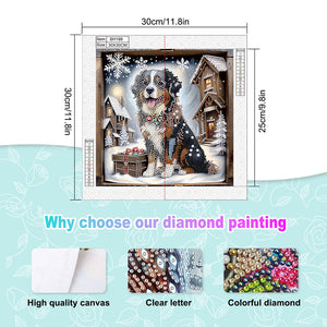 Winter Snow Scene Puppy 30*30CM(Canvas) Partial Special Shaped Drill Diamond Painting