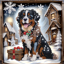 Load image into Gallery viewer, Winter Snow Scene Puppy 30*30CM(Canvas) Partial Special Shaped Drill Diamond Painting
