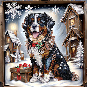 Winter Snow Scene Puppy 30*30CM(Canvas) Partial Special Shaped Drill Diamond Painting