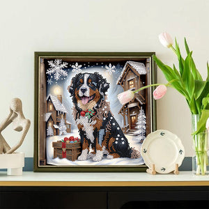 Winter Snow Scene Puppy 30*30CM(Canvas) Partial Special Shaped Drill Diamond Painting