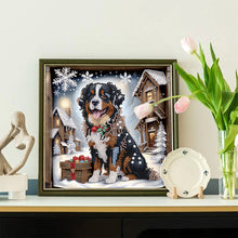 Load image into Gallery viewer, Dog In Winter Snow Scene 30*30CM(Canvas) Partial Special Shaped Drill Diamond Painting

