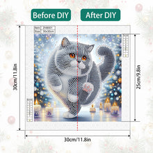 Load image into Gallery viewer, Winter Snow Scene Cat 30*30CM(Canvas) Partial Special Shaped Drill Diamond Painting
